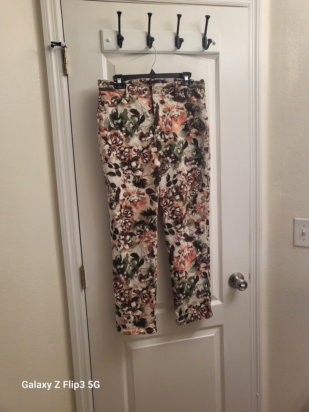 Gloria Vanderbilt Floral Cropped Pants in Cream, Green & Peach Pre-owned S (10) - Picture 3 of 7